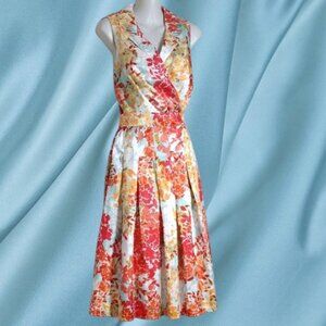 Nicci Pink and Cream Floral Pleated Halter Midi Dress Size 10